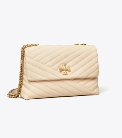 New Cream Tory Burch Kira Chevron Convertible Women's Shoulder Bags | GB5801MYL