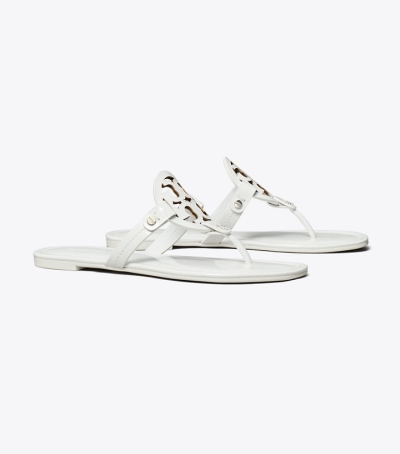 Optic White Tory Burch Miller Patent Leather Women's Sandals | GB7932QOE