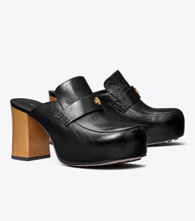 Perfect Black Tory Burch Platform Clog Women's Heels | GB8724CLZ