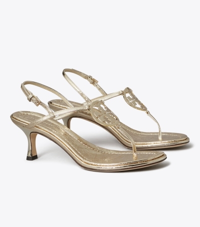 Platino Tory Burch Capri Miller Low Heel Women's Sandals | GB1697ZEW