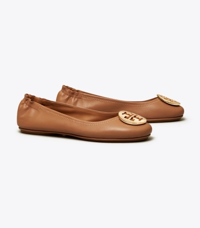 Royal Tan/Gold Tory Burch Minnie Travel Women's Ballets | GB3825LPZ