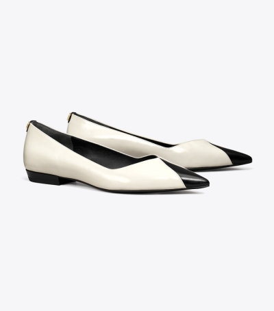 Salt Perfect Black Tory Burch Triangle Pointed Women's Flats | GB0379RLY