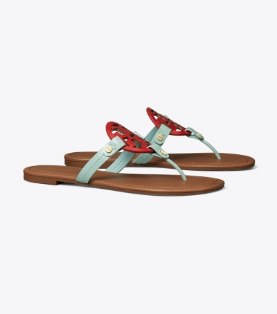 Sea Bubble Triple Red Rust Tory Burch Miller Sandal, Leather Women's Sandals | GB1285HGQ