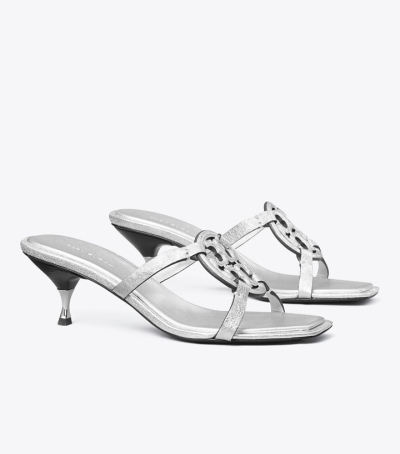 Silver Tory Burch Miller Bombé Low Heel Women's Sandals | GB3276XCG