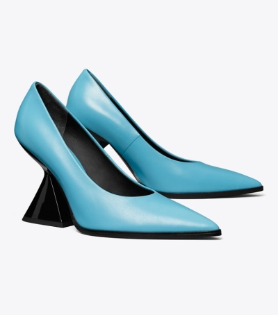 Sky Light Blue Tory Burch Sculptural Women's Heels | GB9284CZL