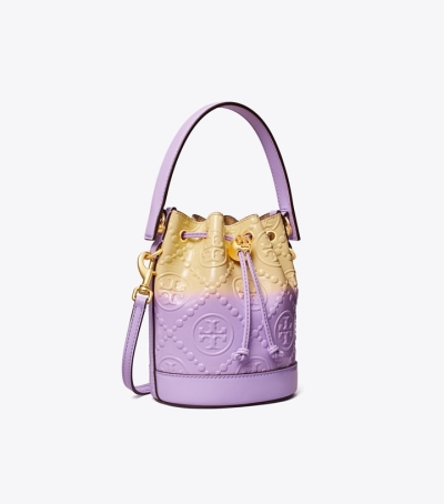 Sweet Corn Lavender Cloud Tory Burch Mini T Monogram Dip-dye Women's Bucket Bags | GB3792WQY