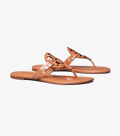 Tan Tory Burch Miller Patent Leather Women's Sandals | GB7854SJC