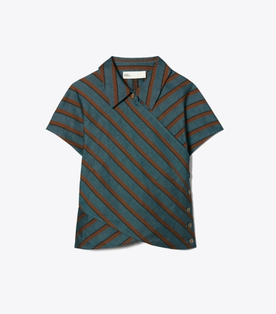 Teal/Rust Tory Burch Wrap Women's Tops | GB7940KRE