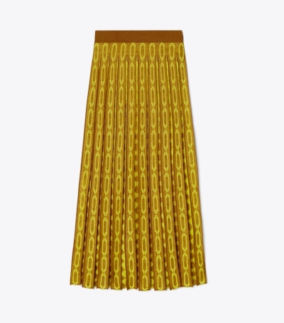 Toasted Granola / Electric Chartreuse Tory Burch Knit Jacquard Women's Skirts | GB8319KYC