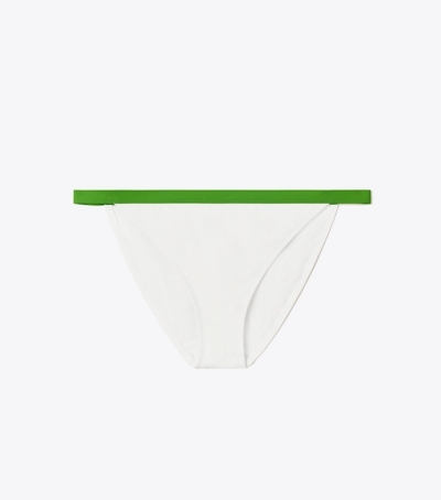 White / Green Clover Tory Burch Colorblock Bikini Women's Bottom | GB4817LRW