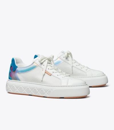 White Iridescent Coral Blue Tory Burch Ladybug Women's Sneakers | GB2801UED