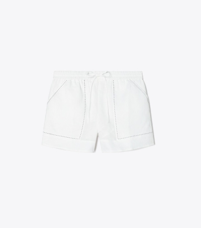 White Tory Burch Linen Women's Short | GB0291QJH